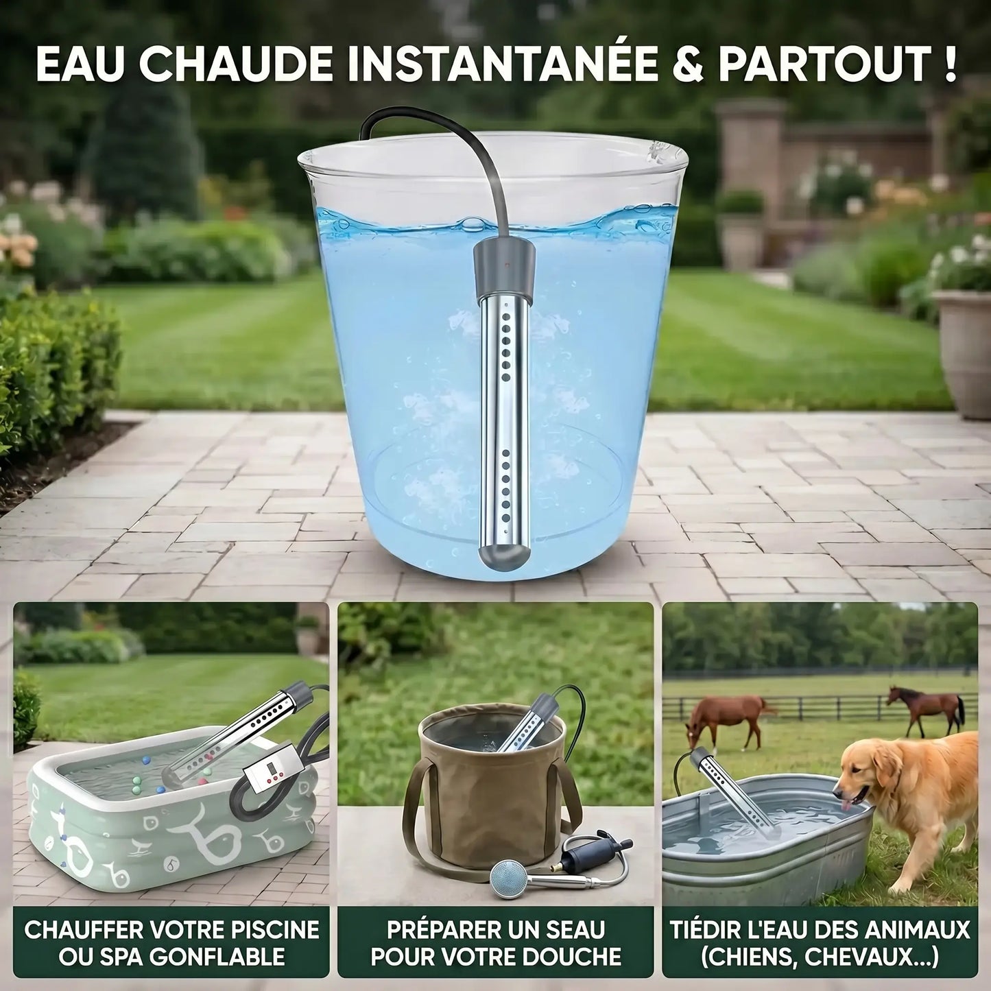 Chauffe-Eau Portable Inox 2000W