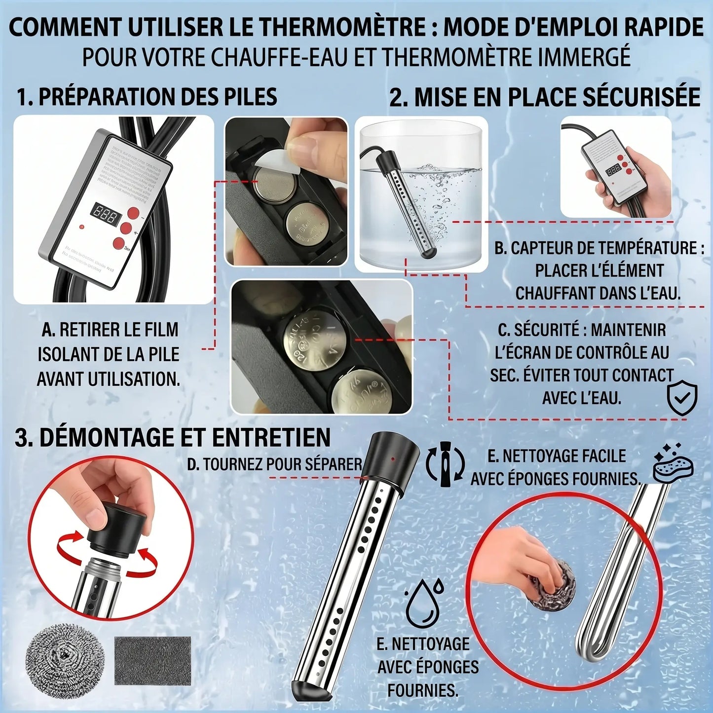 Chauffe-Eau Portable Inox 2000W